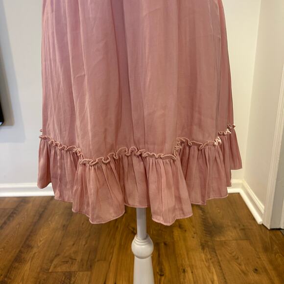 SAINTS + SECRETS Sz M Chiffon Pink Babydoll Dress Lined Tie Waist Zipper Y2K - Picture 2 of 10